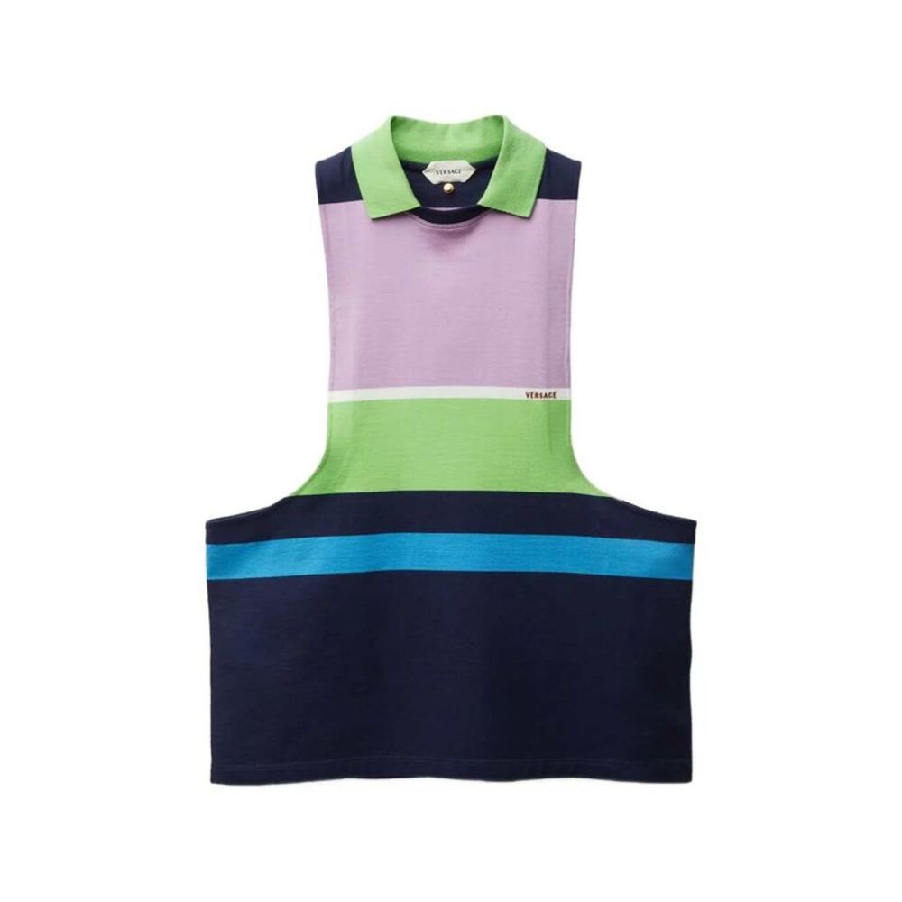 Versace Women Embroidered Striped Tank Top